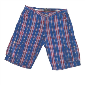 Mens Cabincore Plaid Shorts Casual Relaxed Fit Blue Red White Check Pattern SZ34